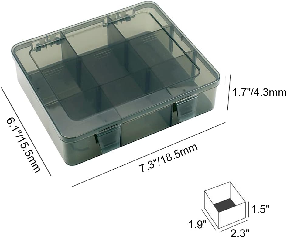 2 Pack Plastic Storage Organizer Box, Storage Container, Jewelry Organizer, Parts Storage Box with Dividers for Crafts, Beads, Buttons, Ornaments, Metal Parts(9 Grids 2 Pack)