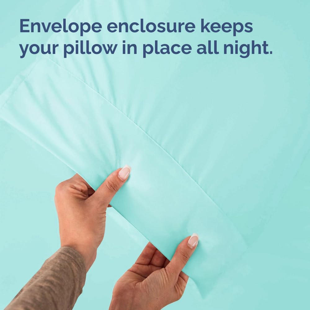 Queen Pillow Cases - 4 Pack - Super Soft Pillowcase Covers - Envelope Enclosure - Hotel Quality Pillow Protectors - Wrinkle Free, Shrink and Stain Resistant - Machine Washable - 20" x 30" (Spa Blue)