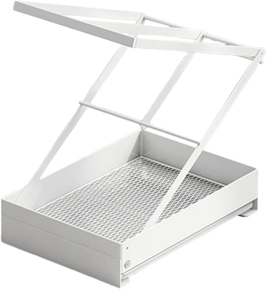 Collapsible Sink Holder Kitchen Tool Organizer Drain Tray with Cleaning Supplies Holder Storage Rack for Brushes and Detergent