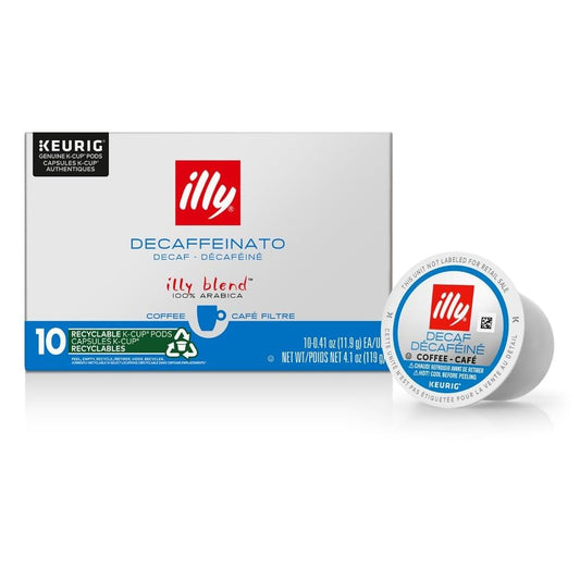 Illy Coffee K Cups - Pods For Keurig Machines – Classico Decaf Roast – Notes of Caramel - Mild, Flavorful & Balanced Flavor - No Preservatives – 10 Count
