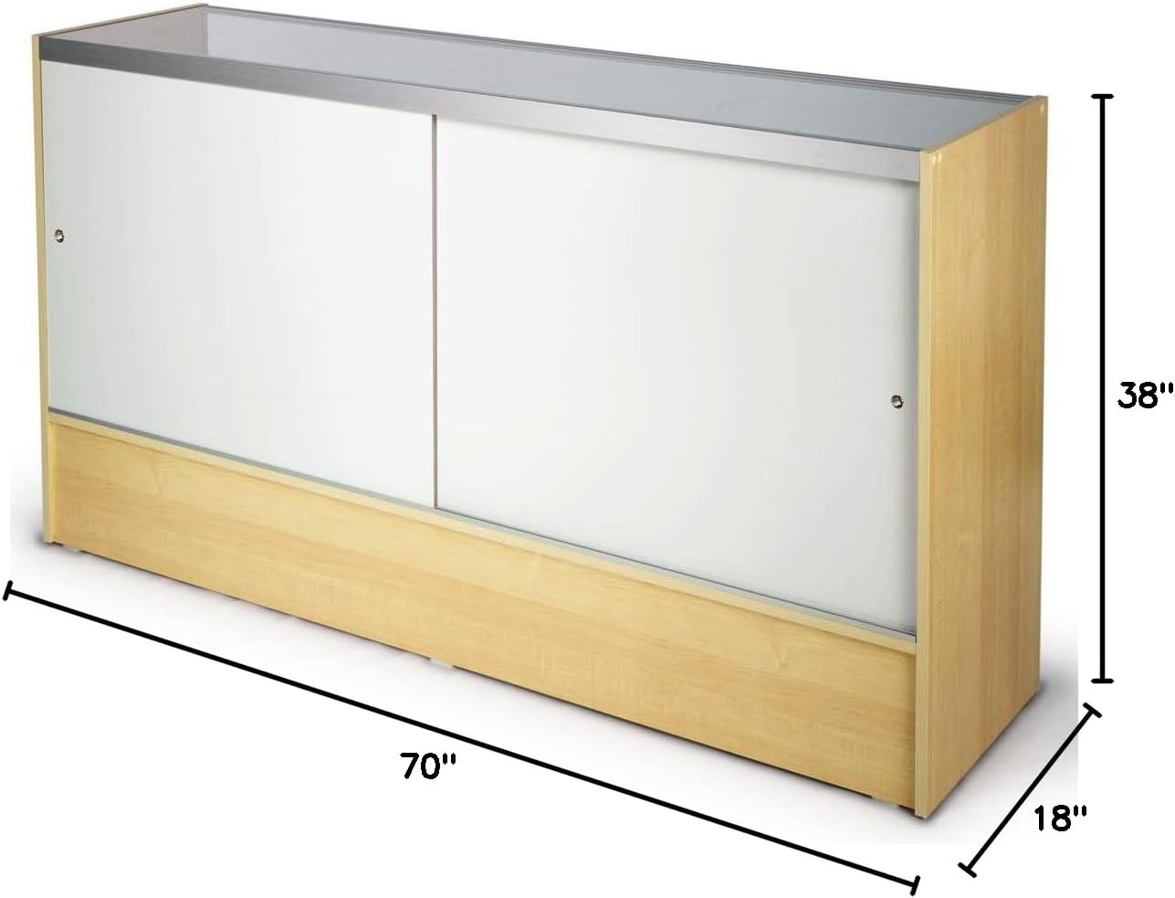 Only Hangers Full Vision Display Showcase, Collectible Display 72 Inches Wide - Maple