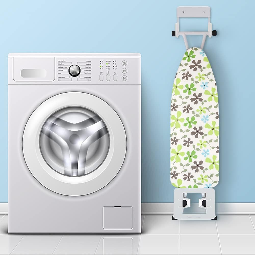 Ironing Board Hanger Wall Mount Ironing Board Holder Organizer Wall Rack for Laundry Rooms Storage Rack Hanging Shelf Hanger (White)