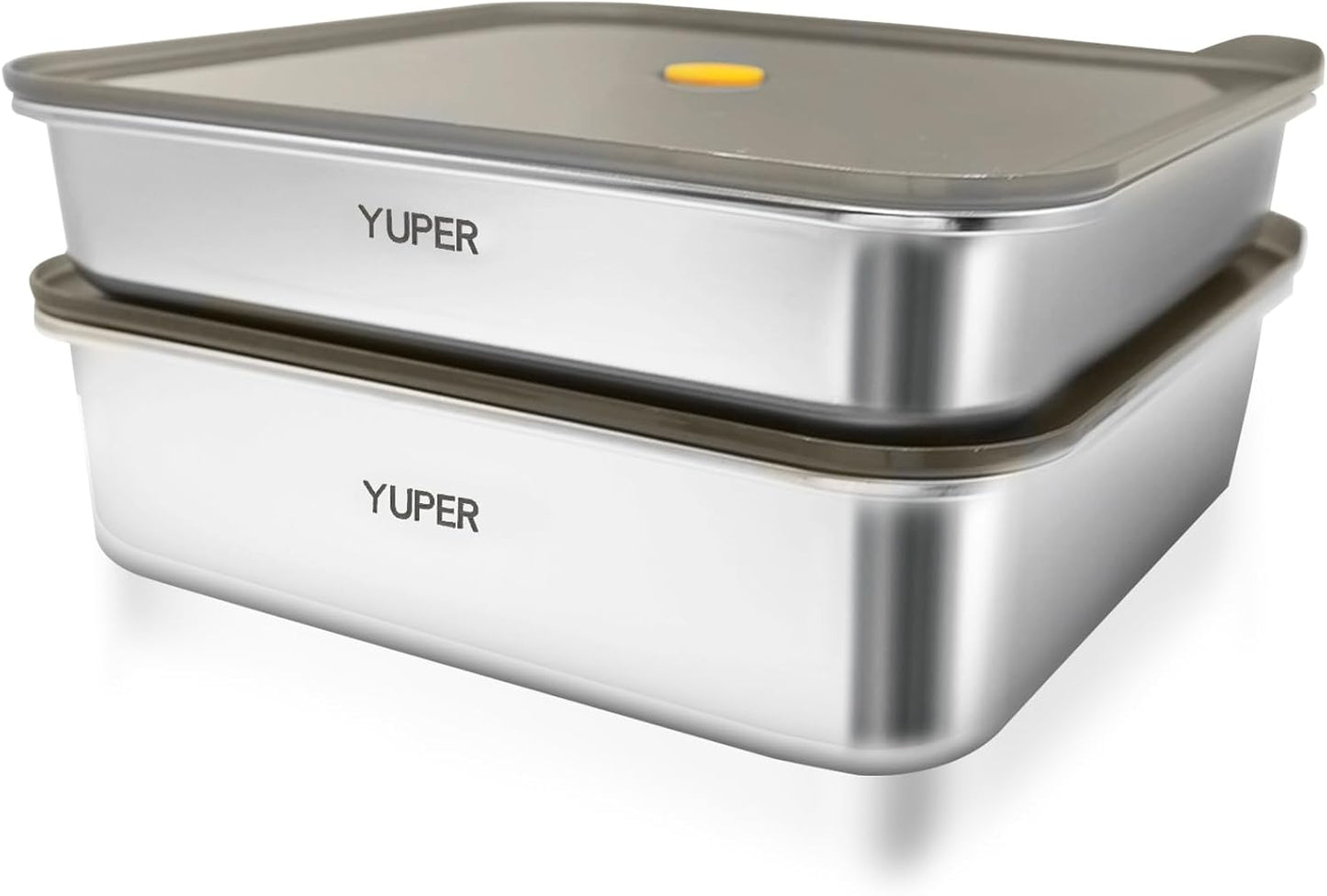 YUPER Stainless Steel Food Containers, Meal Prep Containers, Bacon Cheese Container for Refrigerator, Stainless Steel Containers with Lids Fruit Lunch Storage, 2 Pack (84+125OZ)