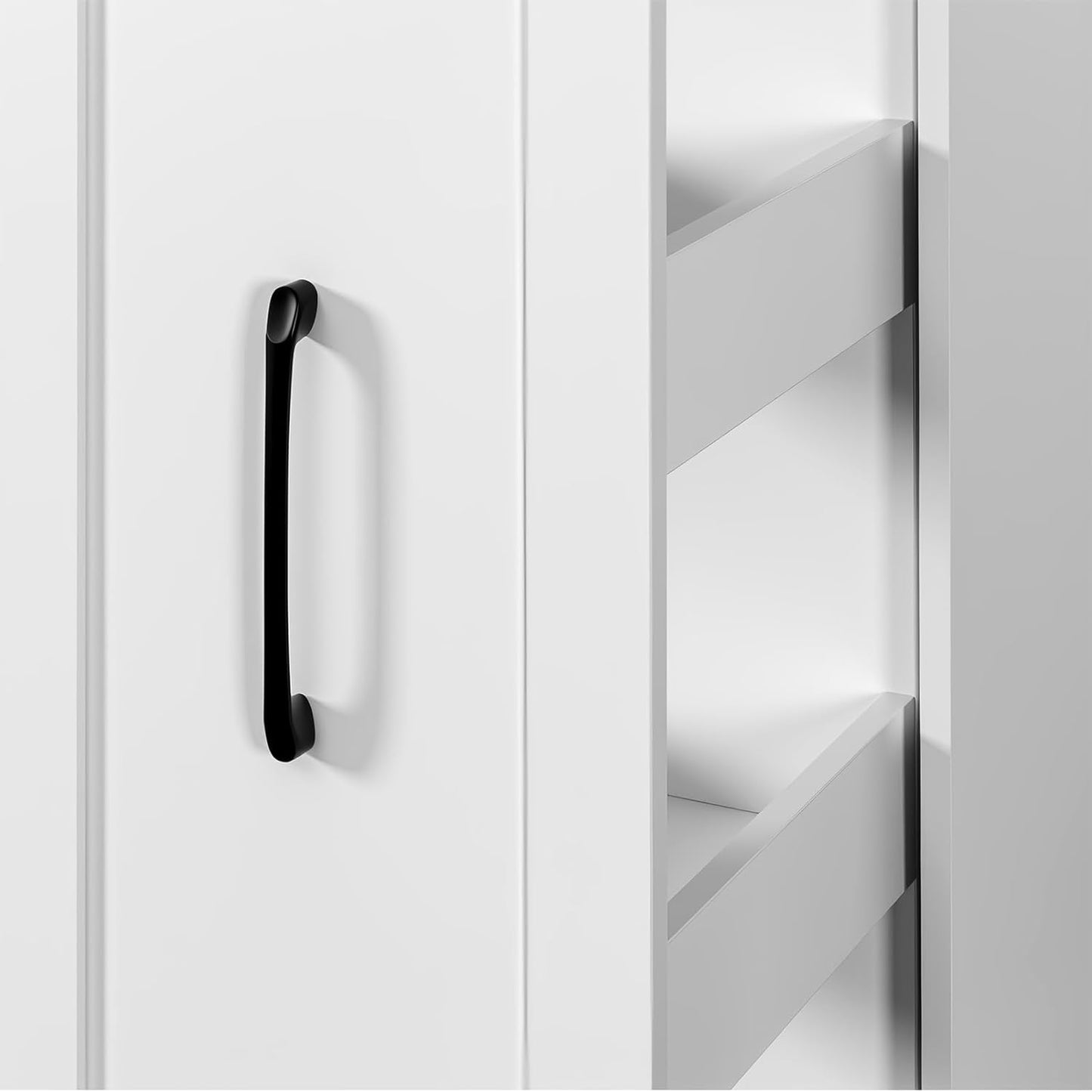 JOYSOURCE Tall Narrow Pull-Out Storage Shelf with Wheels 6-Tier Slim Rolling Storage Next to Fridge Spice Rack Shelves for Small Spaces, Kitchen, Laundry Room, Bathroom White