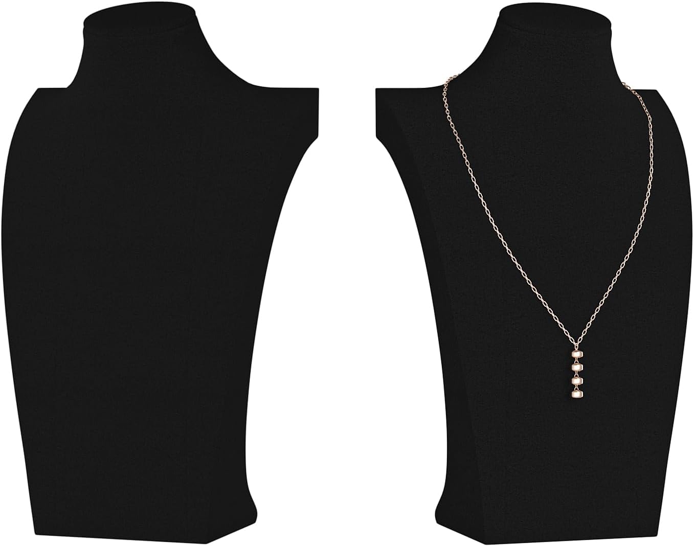 Necklace Bust Display Stand, Necklace Holder, Pendant Chain Necklace Organizer for Women (Black Velvet, L 2PCS)