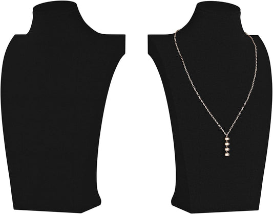 Necklace Bust Display Stand, Necklace Holder, Pendant Chain Necklace Organizer for Women (Black Velvet, L 2PCS)