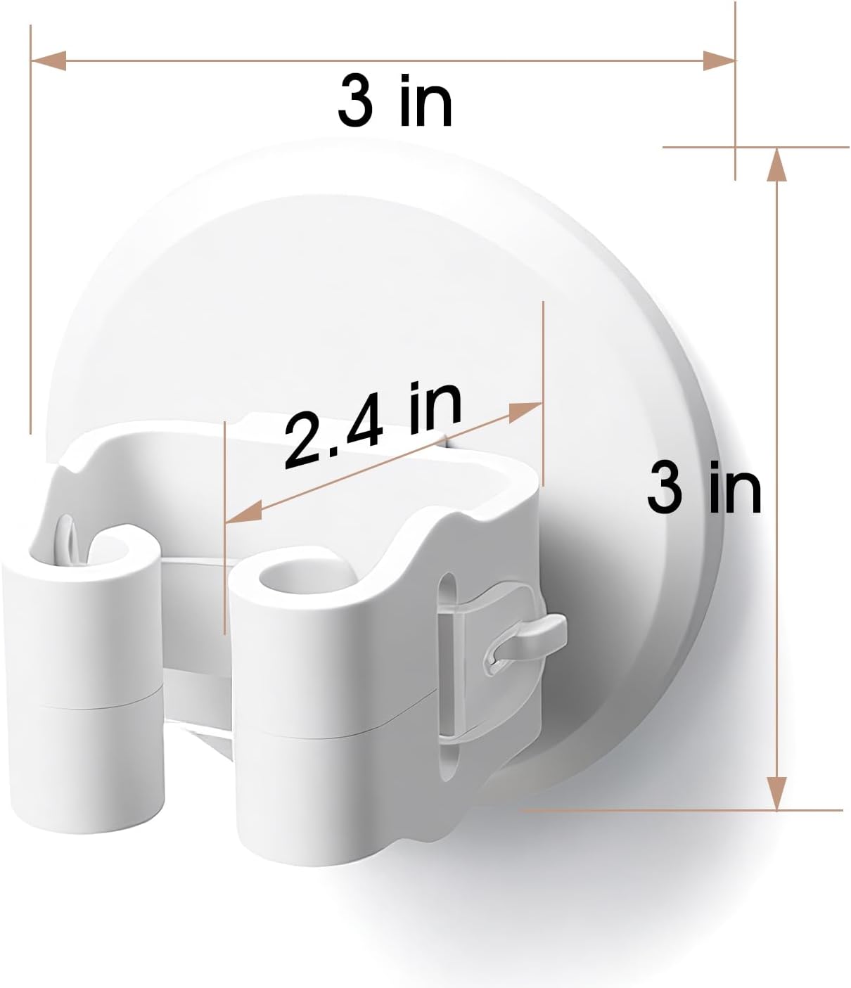 Broom and Mop Holder Wall Mount - 3 Pack Self Adhesive Mop and Broom Organizer - No Drill Heavy Duty Gripper Hooks for Kitchen Bathroom Garage Storage - Space Saving, Waterproof, White