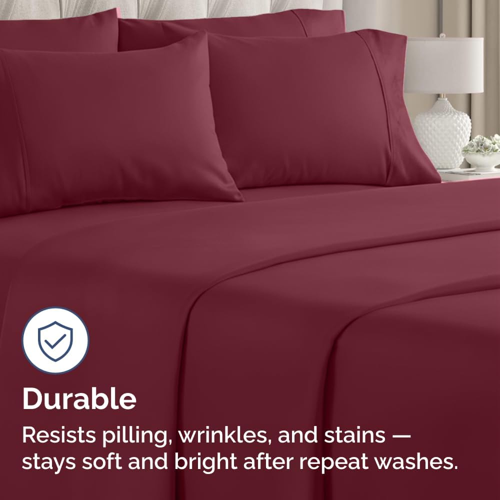 Standard Pillow Cases - 4 Pack - Super Soft Pillowcase Covers - Envelope Enclosure - Hotel Quality Pillow Protectors - Wrinkle Free, Shrink & Stain Resistant - Machine Washable - 20" x 26" (Burgundy)
