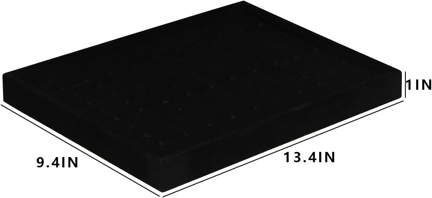 Coward 2Pcs/Set Black Velvet Stackable Ring Organizer Tray, Velvet Ring Earring Stud Jewelry Display Holder Tray for Store Selling or Home Show Storage