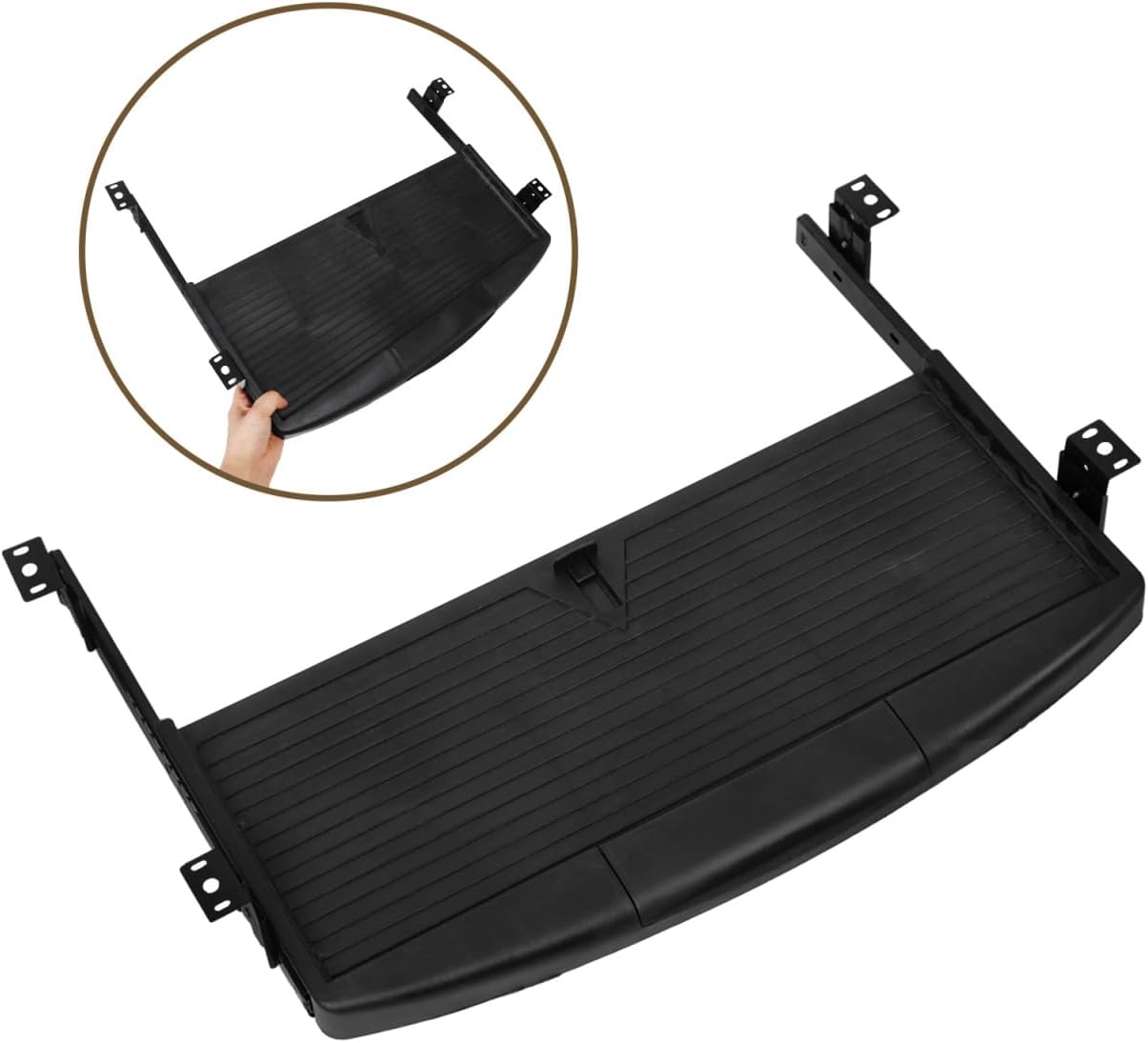 Under Desk Keyboard Tray with Adjustable Height, Ergonomic Slide-Out Keyboard Organizer, Black ABS Holder for Home and Office Use