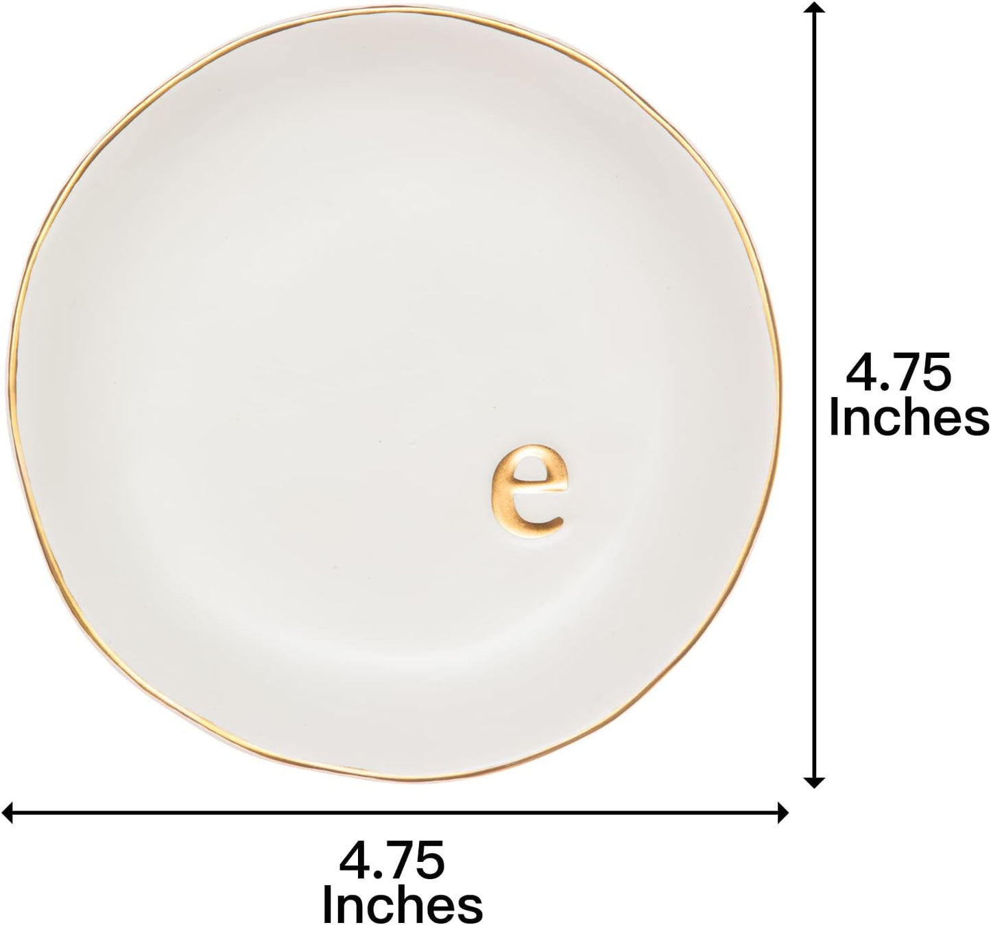 COLLECTIVE HOME - Ceramic Jewelry Tray, Decorative Trinket Dish for Rings Earrings Necklaces Bracelet Watch Keys, Birthday Mother's Day Christmas Gift for Women, 4.75", White Surface (E)