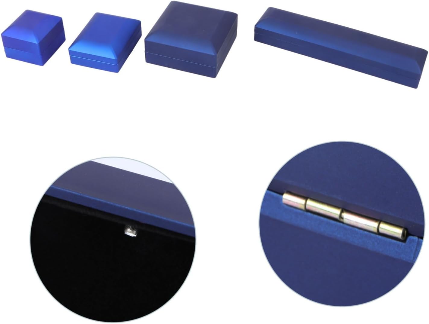 Unomor 4pcs LED Lighted Jewelry Box with Ring Pendant Necklace Bracelet Storage Cases Jewelry Organizer with Built LED Lights for Dazzling Display and Scratch Protection