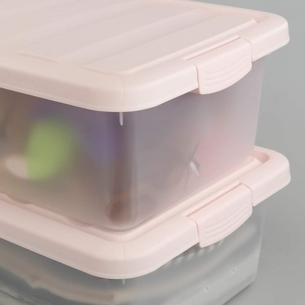 14 Quart Plastic Storage Boxes with Pink Lids, 2 Packs