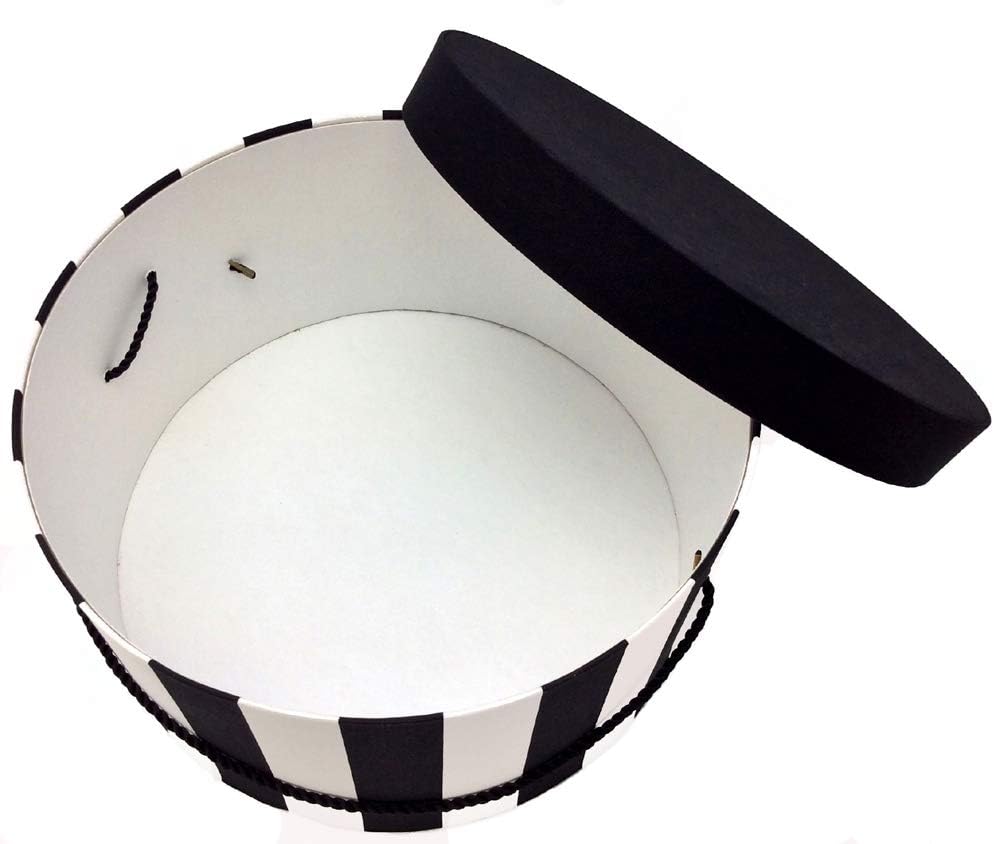 Sarah's Hat Boxes Classic Wide Stripe Hat Box – 8.75" x 4.5" (Dia. x Ht.) Handmade in USA – Odorless Non-Toxic Adhesive, Cording Handle – Premium Storage for Hats & Accessories