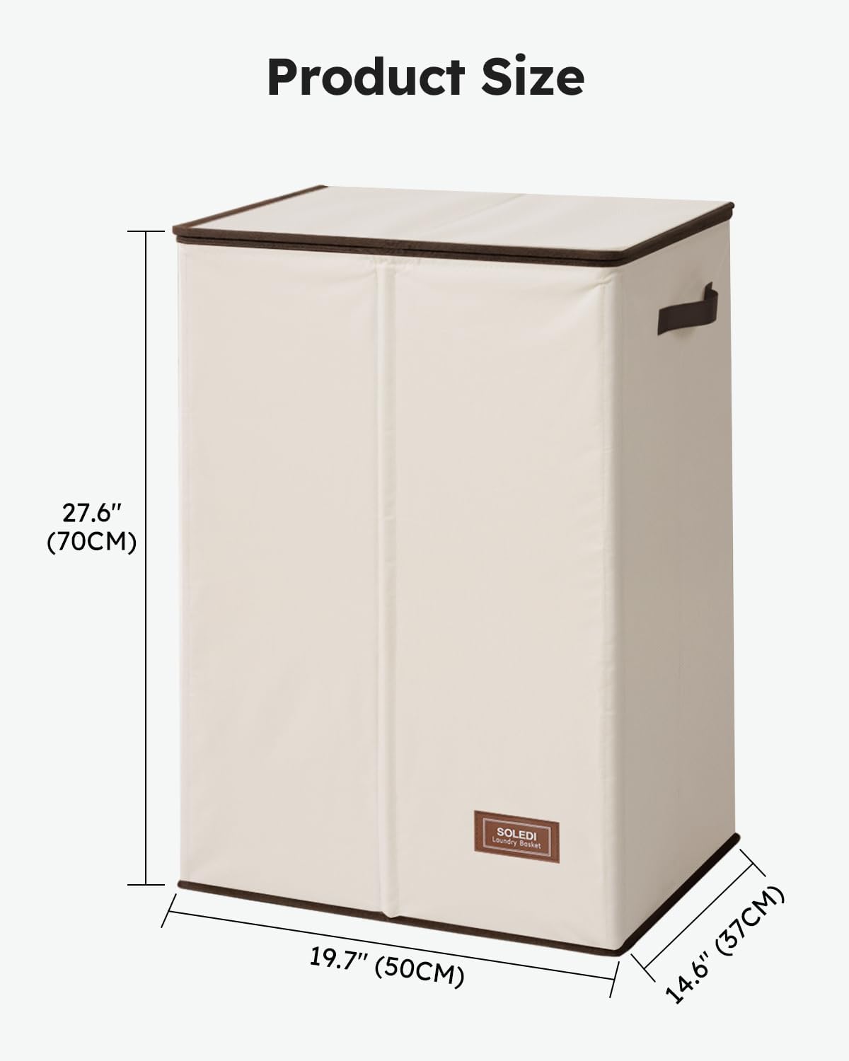 SOLEDI Laundry Hamper with Lid 130L Large & Tall Collapsible Laundry Basket, Clothes Hamper with Bag Removable Easy to Carry, Dirty Hampers for Bedroom, Bathroom, Dorm, College, Beige