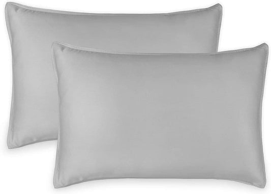 Queen Pillowcases by Pure Bamboo, Genuine 100% Organic Viscose Derived from Bamboo, Luxuriously Soft & Cooling, Double Stitching, Envelope Closure (2 Queen Pillowcases, Silver Pearl)