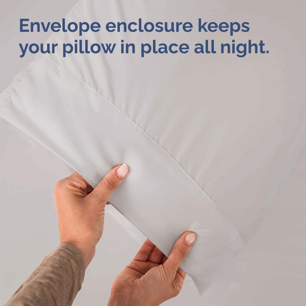 Queen Pillow Cases - 4 Pack - Super Soft Pillowcase Covers - Envelope Enclosure - Hotel Quality Pillow Protectors - Wrinkle Free, Shrink & Stain Resistant - Machine Washable - 20" x 30" (Light Grey)