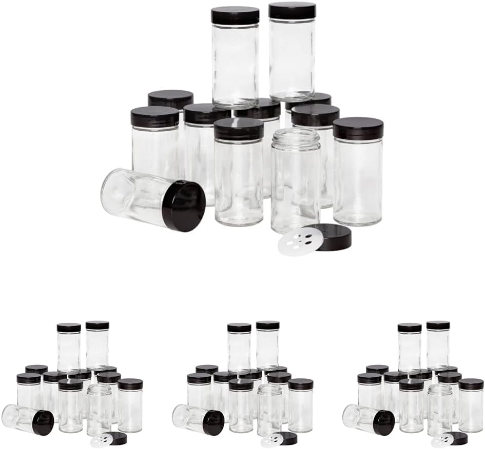 Kamenstein 5244227 Empty Jars With Black Cap, 3-Ounce (Pack of 48)