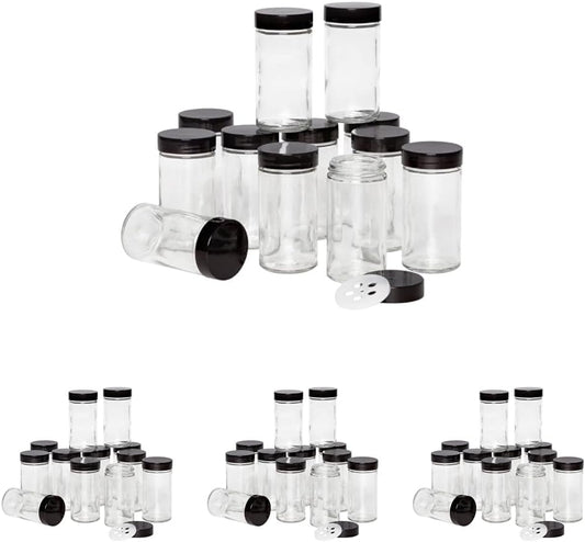 Kamenstein 5244227 Empty Jars With Black Cap, 3-Ounce (Pack of 48)