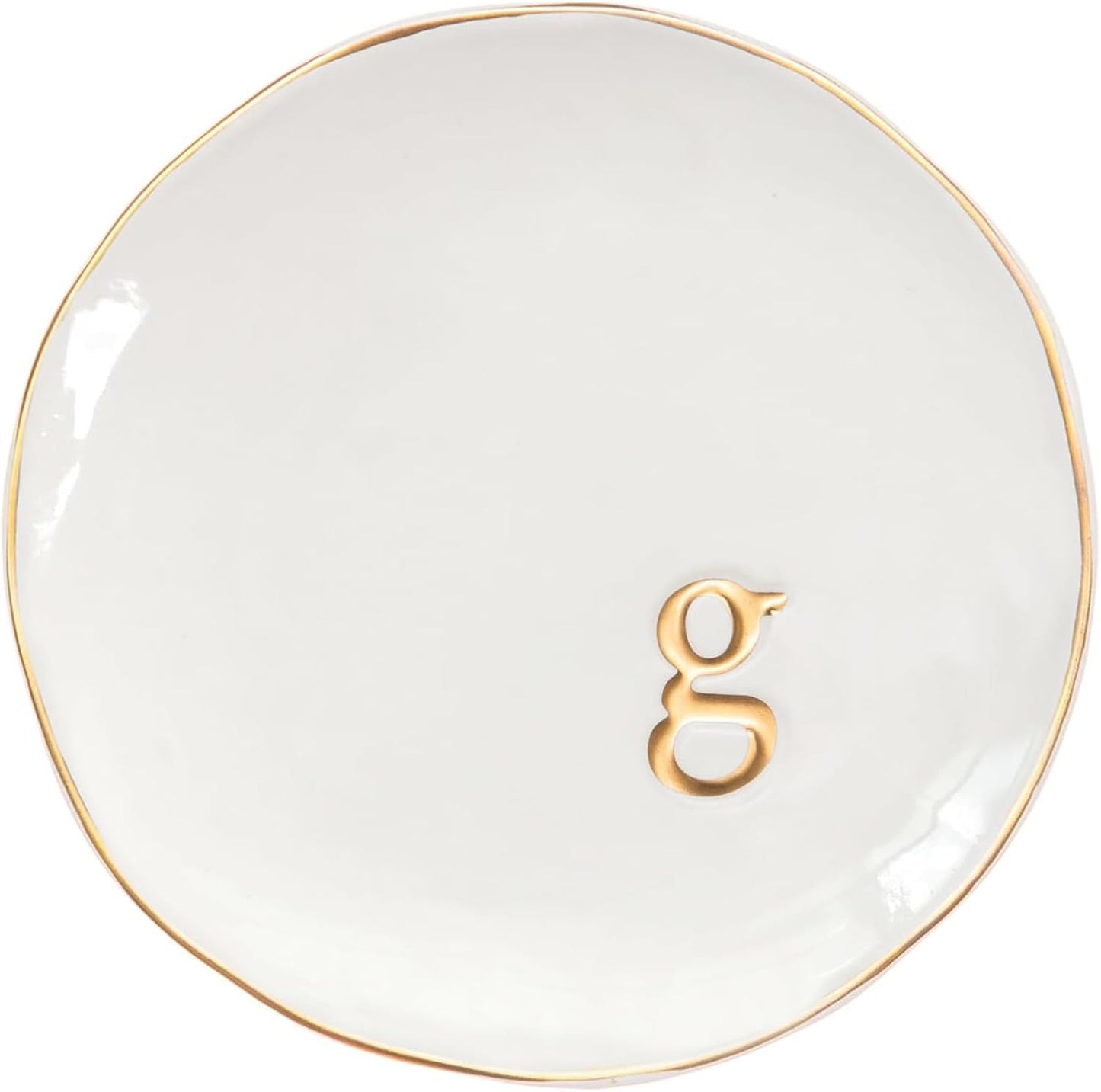 COLLECTIVE HOME - Ceramic Jewelry Tray, Decorative Trinket Dish for Rings Earrings Necklaces Bracelet Watch Keys, Birthday Mother's Day Christmas Gift for Women, 4.75", Glossy (g)