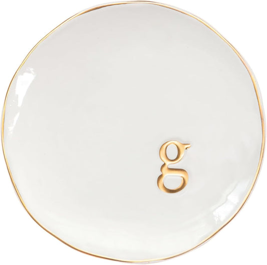 COLLECTIVE HOME - Ceramic Jewelry Tray, Decorative Trinket Dish for Rings Earrings Necklaces Bracelet Watch Keys, Birthday Mother's Day Christmas Gift for Women, 4.75", Glossy (g)