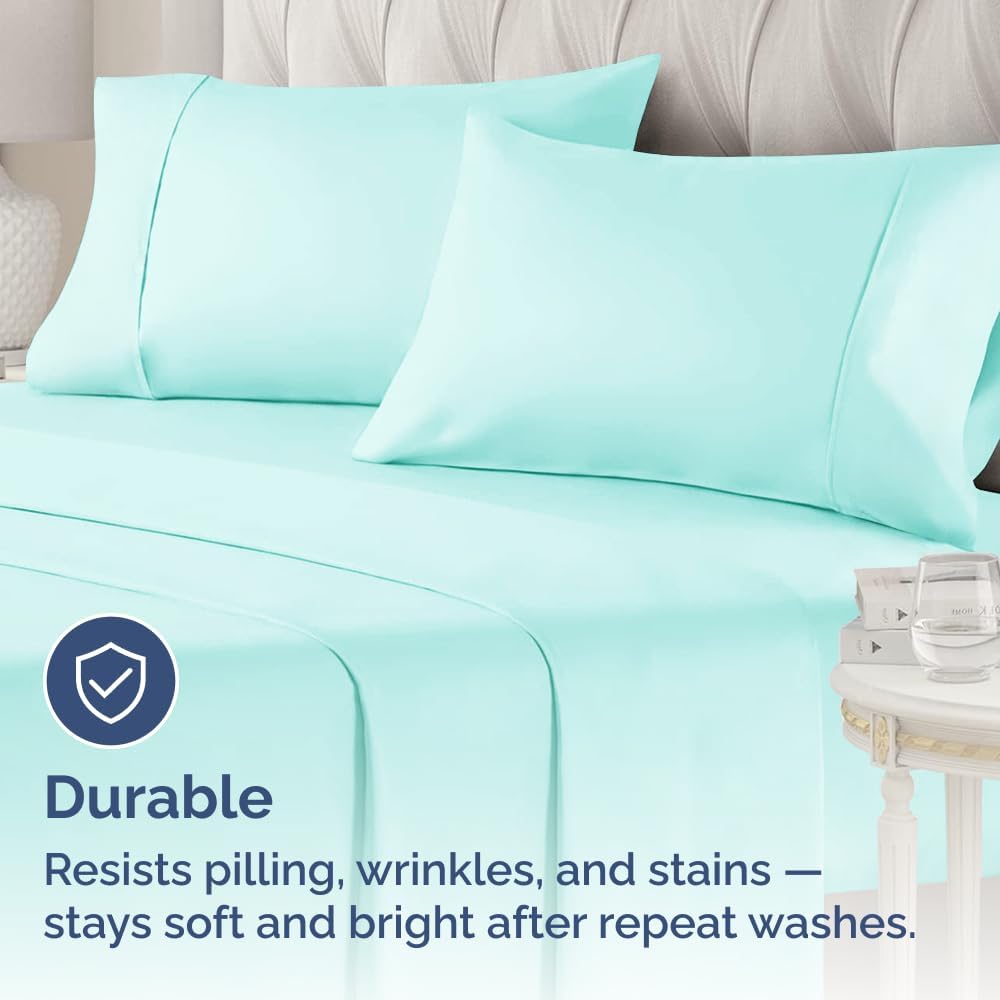 King Pillow Cases - 2 Pack - Super Soft Pillowcase Covers - Envelope Enclosure - Hotel Quality Pillow Protectors - Wrinkle Free, Shrink and Stain Resistant - Machine Washable - 20" x 40" (Spa Blue)