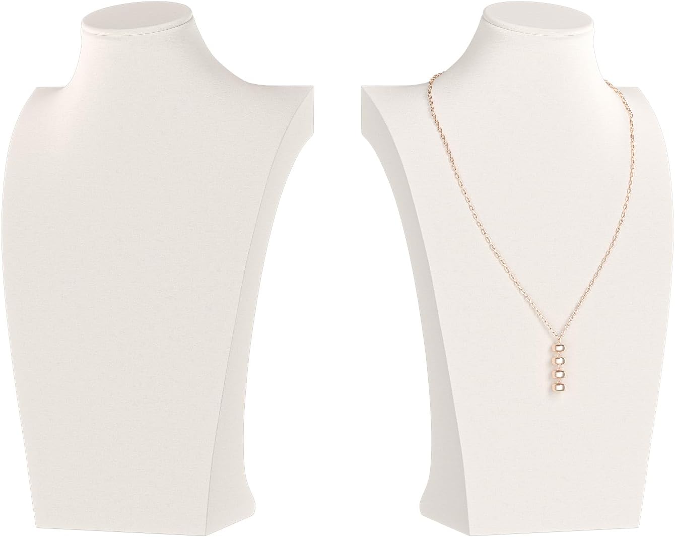 Necklace Bust Display Stand, Necklace Holder, Pendant Chain Necklace Organizer for Women (Beige Velvet, L 2PCS)