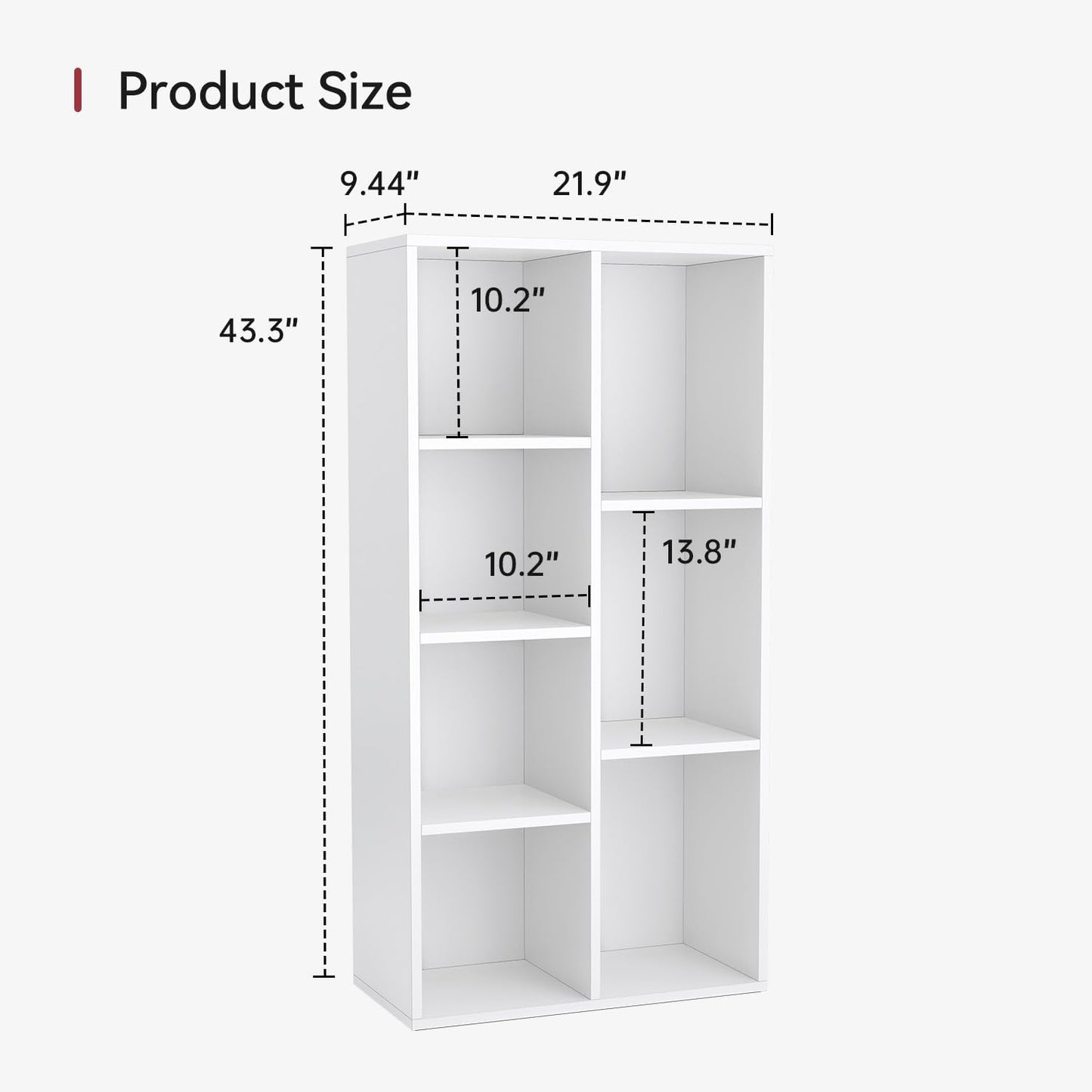 oneinmil 7 Cube Bookshelf, White Cube Organizer and Display Shelf with Storage, Stackable Bookcase for Small Space, Wooden Cube Shelf Easy to Match for Living Room, Bedroom, Study Room and Office