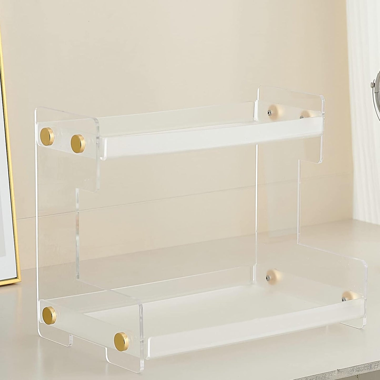 Bathroom Organizer Countertop,2 Tier Bathroom Counter Organizer Kitchen Spice Rack Cosmetic Organizer,Countertop Storage Shelf for Bathroom, Kitchen, Living Room, Bedroom, Dressing Table