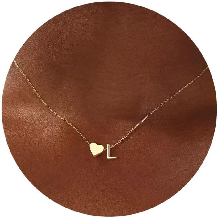 Turandoss Christmas Gifts for Grandkids - Dainty 18K Gold Plated Tiny Heart Initial A-Z Letter Pendant Necklace Stocking Stuffers for Teen Girls Jewelry