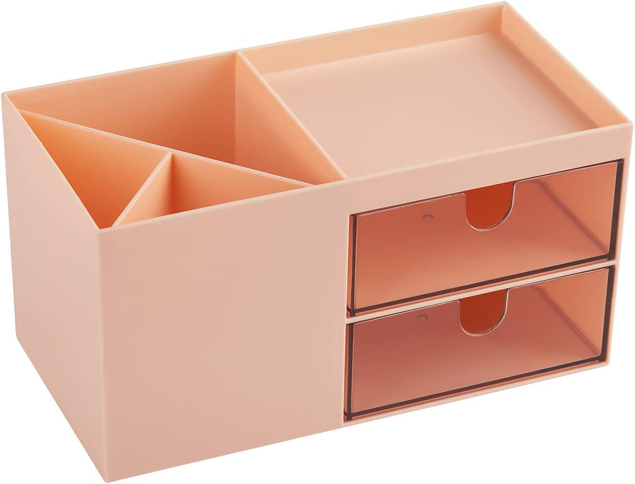 LETURE Office Desk Organizer with drawer, Office Supplies and Desk Accessories, Business Card/Pen/Pencil/Mobile Phone/Stationery Holder Storage Box (Pink)