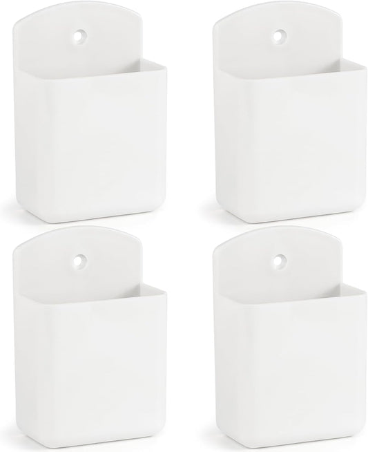 4 Pcs Remote Control Holde Wall Mount, TV Controller Holder, Self Adhesive Remote Holder, Wall Pen Holder Storage Accessories for Home Office School (White)