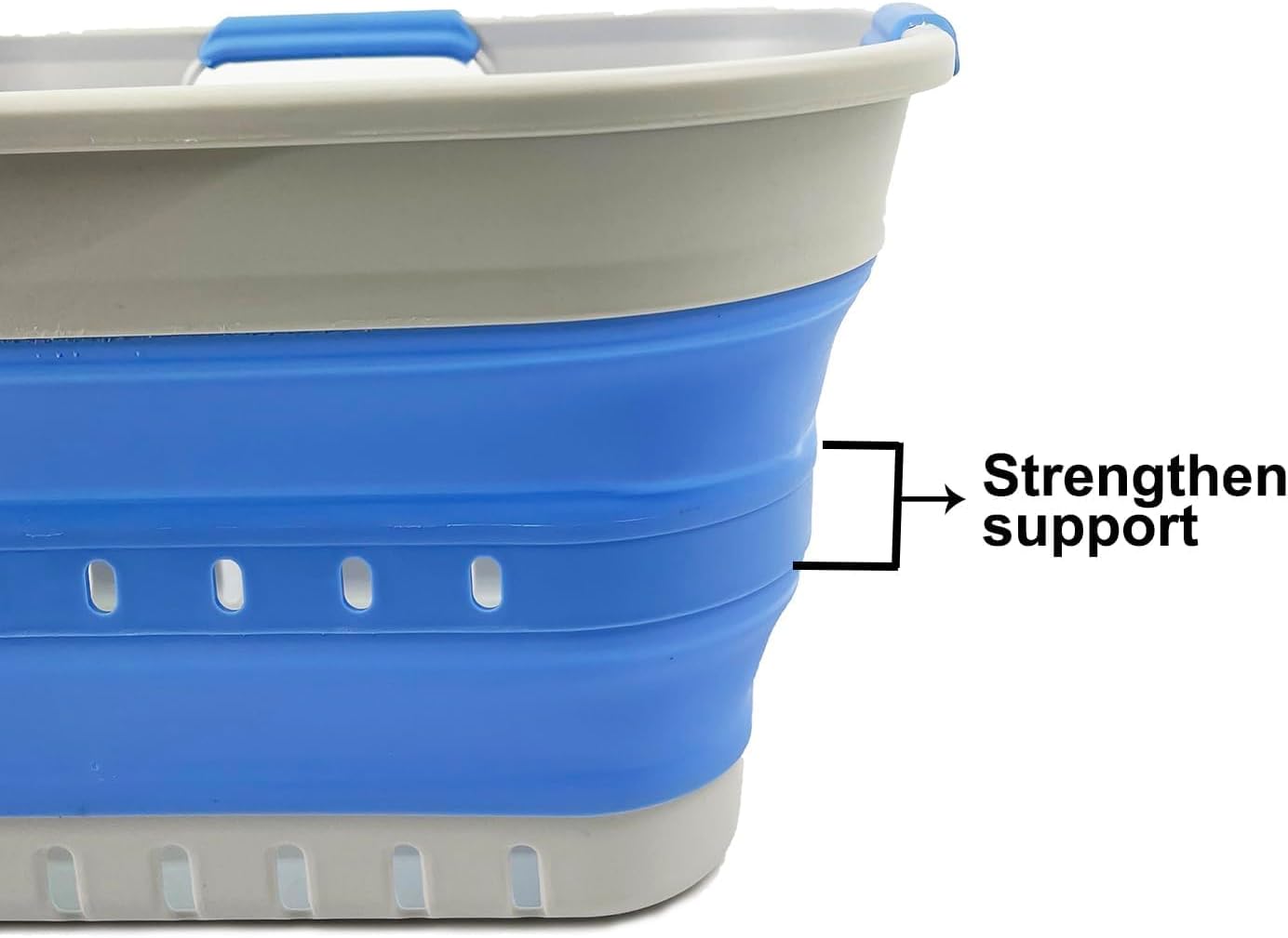 SAMMART Collapsible Plastic Rectangular Laundry Basket - Foldable Pop Up Storage Container/Organizer - Portable Laundry Hamper - Space Saving (Grey/Little Boy Blue, 19L)