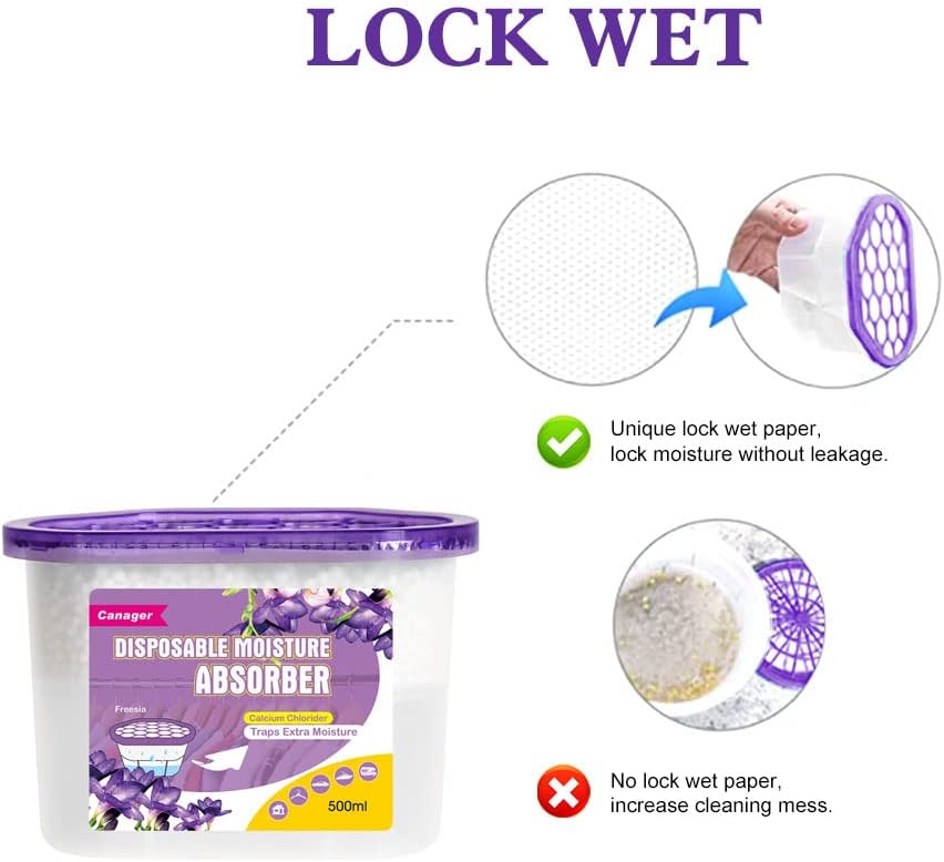 CANAGER Moisture Absorber Box-Odor Eliminator,Absorb Excess Moisture. Suitable for Wardrobe, Bedroom, Kitchen and Bathroom-6 Packs, Effectively Collect Water, Fresh Air,Freesia. Fuchsia