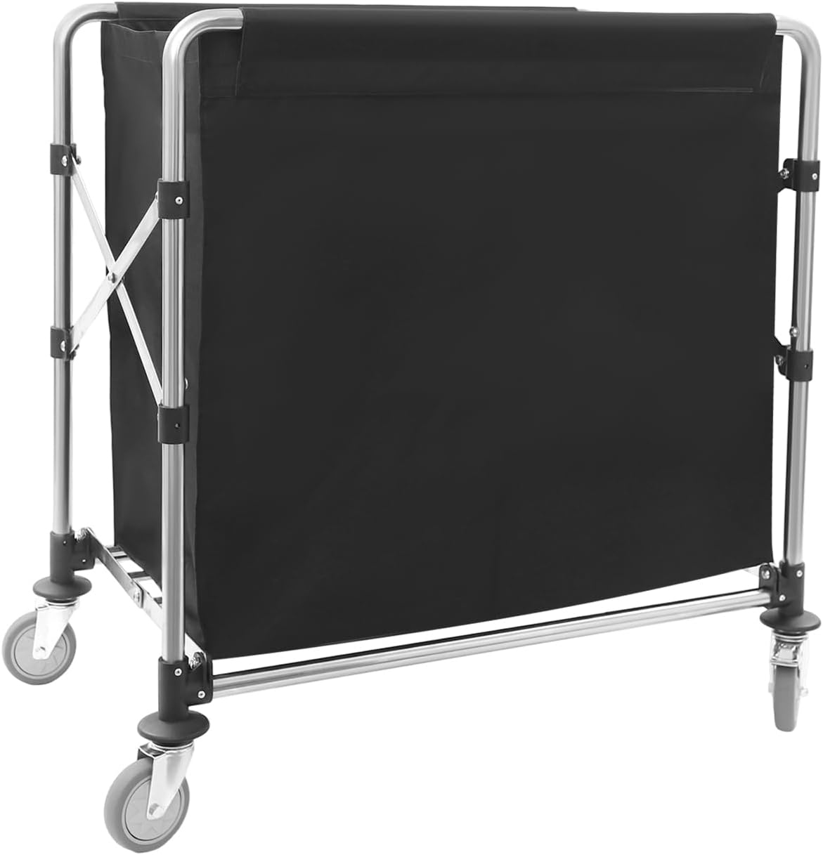 Commercial Laundry Cart with Wheels,Folding Laundry Hamper Cart,Heavy Duty Rolling Laundry Basket with Large Capacity,Laundry Sorter Trolley for Home Hotel Apartment (Black, 34.25 * 19.7 * 36.22in)