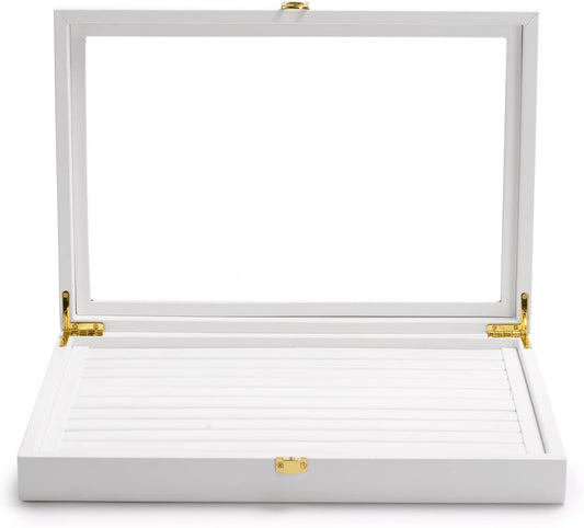 Oirlv White Jewelry Organizer Box with Acrylic Lid Ring Display Storage Case Jewelry Box for Women