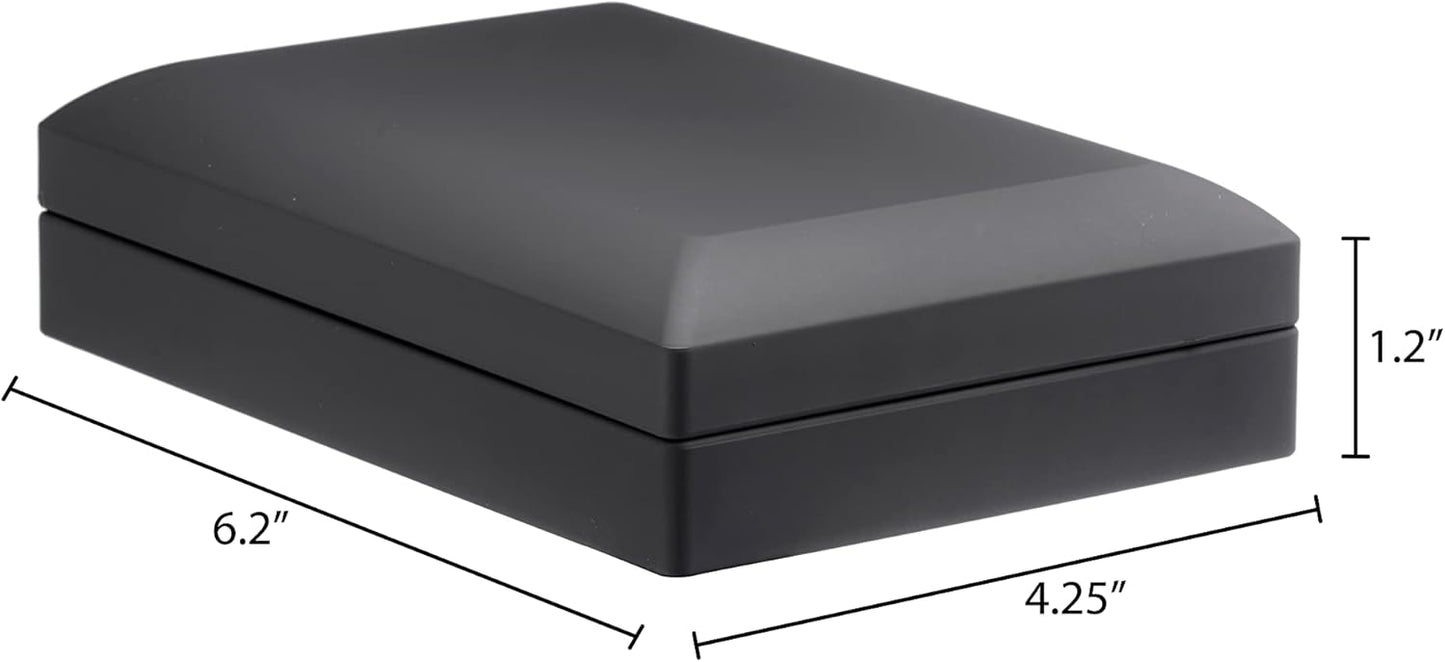 Allure - Bulk Case Of 12 - Small Necklace Box With LED Light, Square Shaped, Elegant Diamond Necklace Case, For Unique Proposal Or Wedding, Luxury Black Velvet Interior Jewelry Display Gift Box.