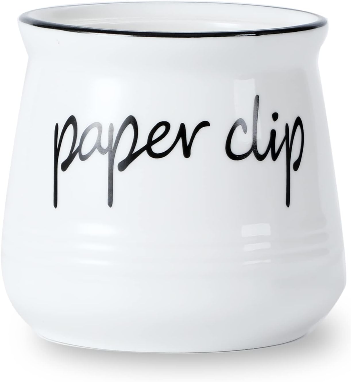 ONTUBE Farmhouse Paper Clip Holders,Ceramic Binder Clip Dispenser Organizer for Desk ,Cute Office Push Pins Holder,12 oz (White)