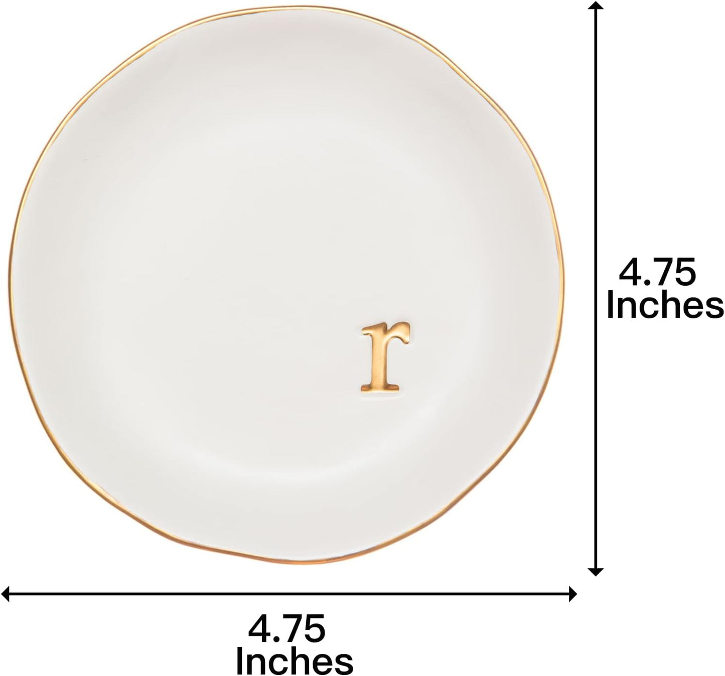COLLECTIVE HOME - Ceramic Jewelry Tray, Decorative Trinket Dish for Rings Earrings Necklaces Bracelet Watch Keys, Birthday Mother's Day Christmas Gift for Women, 4.75", White Surface (R)