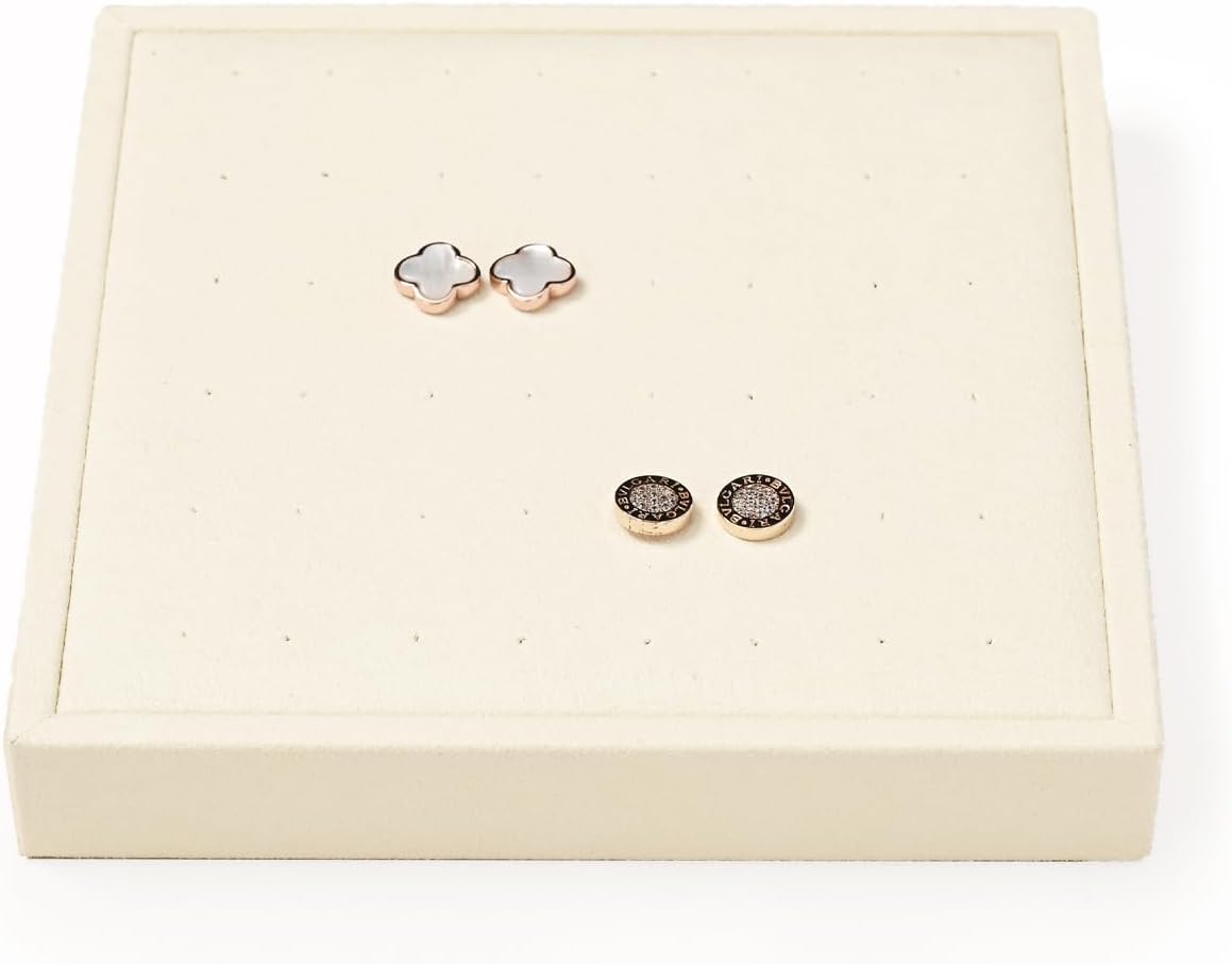 Oirlv Microfiber Jewelry Stud Earring tray Display Tray Earring Display Organizer Tray(Beige)