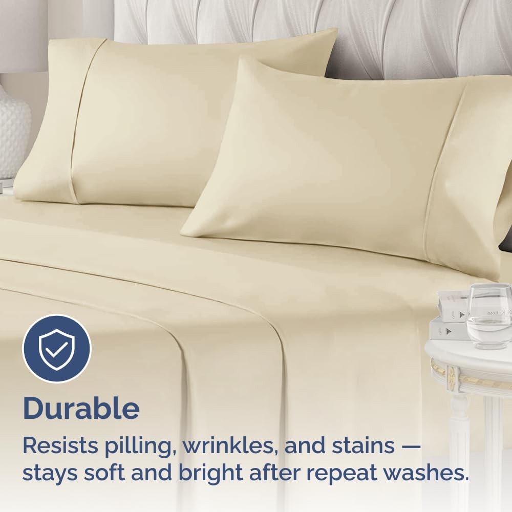 King Pillow Cases - 2 Pack - Super Soft Pillowcase Covers - Envelope Enclosure - Hotel Quality Pillow Protectors - Wrinkle Free, Fade, Shrink & Stain Resistant - Machine Washable - 20" x 40" (Cream)