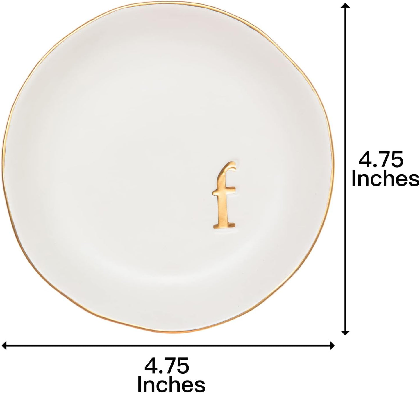COLLECTIVE HOME - Ceramic Jewelry Tray, Decorative Trinket Dish for Rings Earrings Necklaces Bracelet Watch Keys, Birthday Mother's Day Christmas Gift for Women, 4.75", White Surface (F)