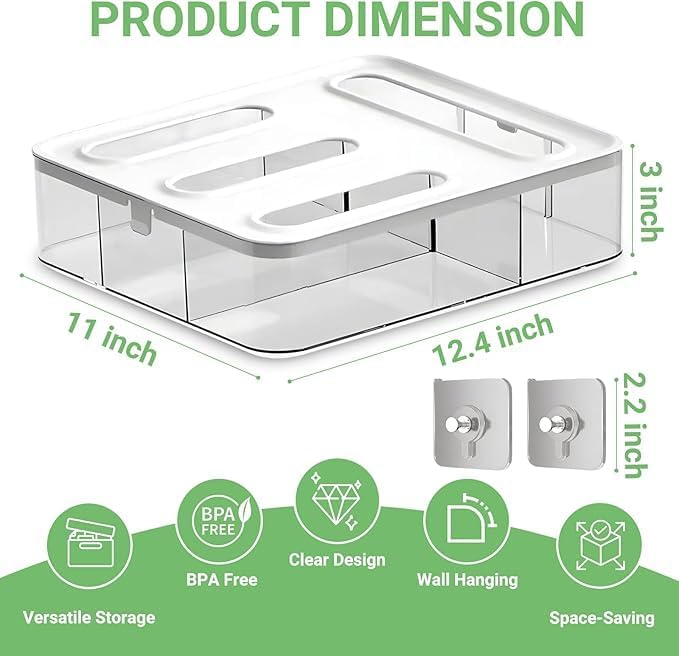 4-in-1 Food Storage Bag Organizer – Holds Gallon, Quart, Sandwich, Snack & Slider Bags – Plastic Baggie Holder for Drawer or Wall Mount – Ships from Local Warehouse