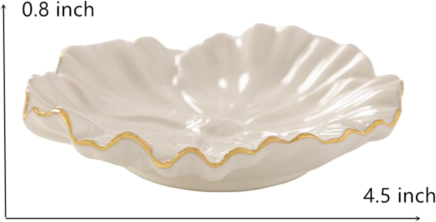 Flower Ring Dish, Ceramic Ring Holder Jewelry Tray Trinket Dish, Fairy Organizer Plate Vanity Decorations, Gifts for Friends Sisters Daughter Mother (White)