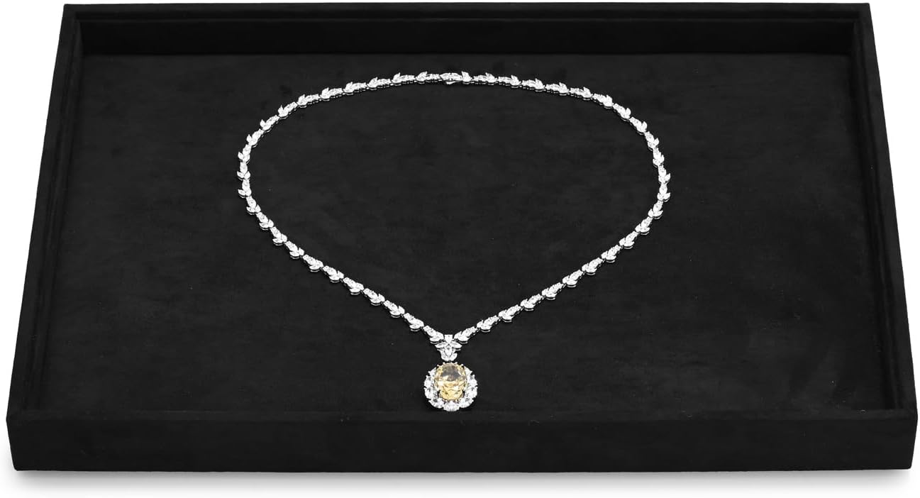 Black Microfiber Jewelry Display Flat Tray Ring Necklace Watch Organizer Display Tray