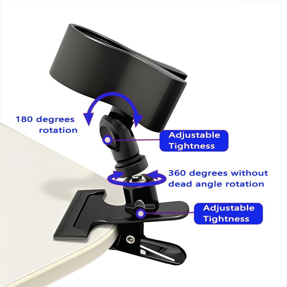 Hands Free Hair Dryer Holder Stand 360 Degree Rotating Sturdy Metal Base Strong Clamp Adjustable Flexible Blow Dryer Stand