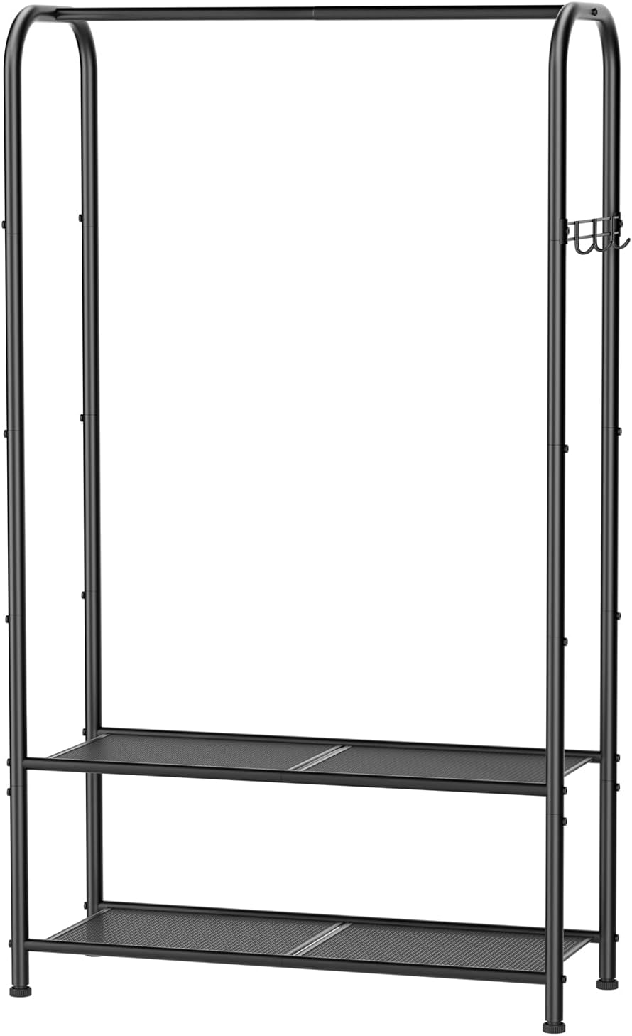Clothes Garment Coat Rack Drying Clothing Racks Metal Freestanding for Hanging Clothes Portable Closet for Laundry Bedroom Black