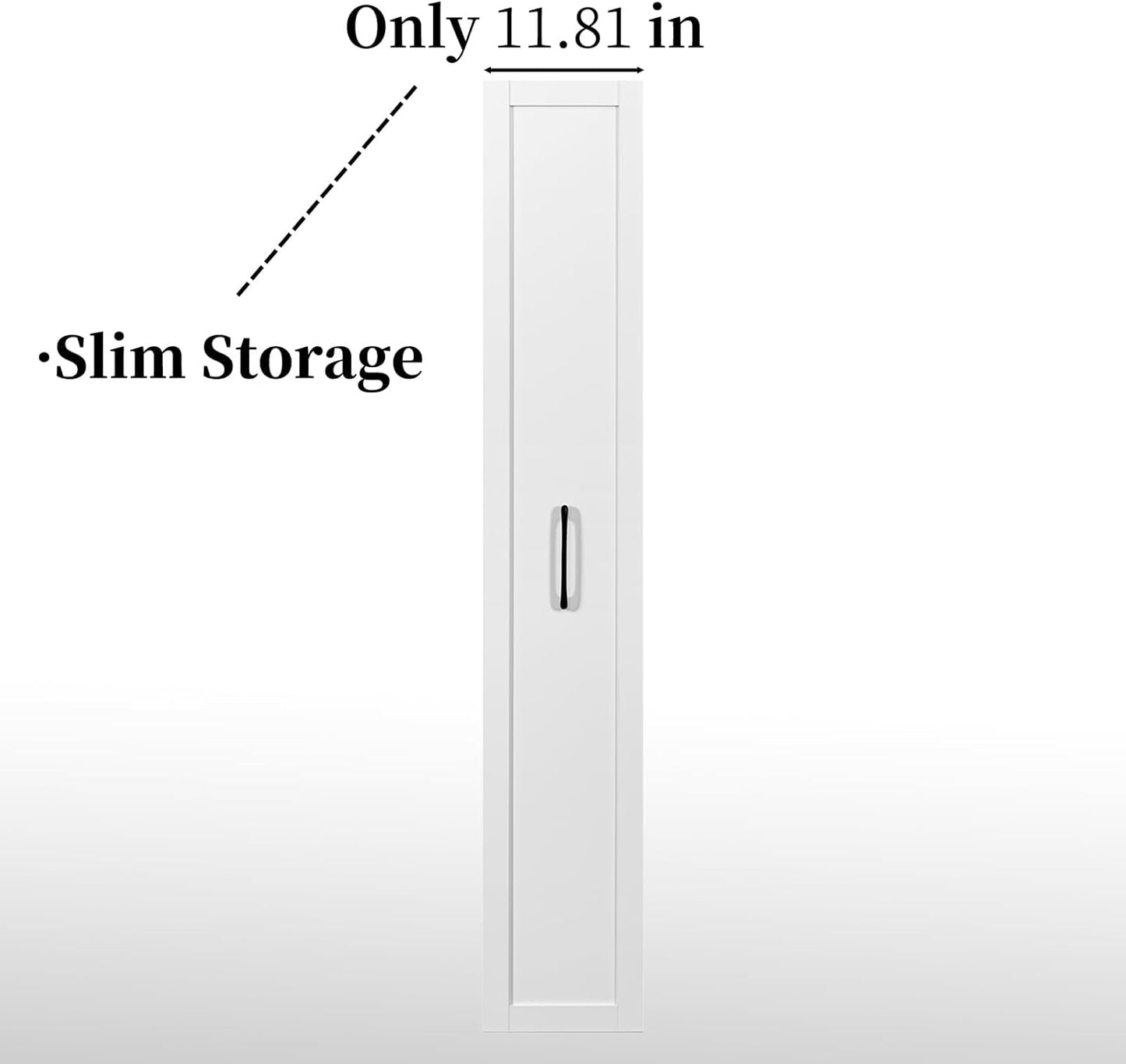 JOYSOURCE Tall Narrow Pull-Out Storage Shelf with Wheels 6-Tier Slim Rolling Storage Next to Fridge Spice Rack Shelves for Small Spaces, Kitchen, Laundry Room, Bathroom White