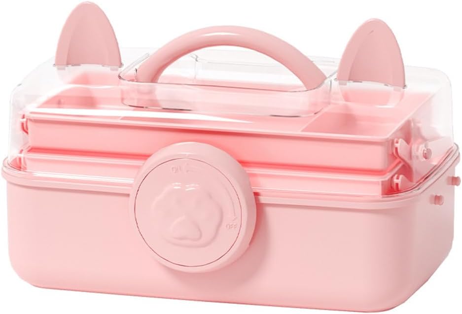 Bow Knot Hair Accessories Organizer Box Cute Dust Proof Childrens Jewelry Storage Box 3 Layers Plastic Storage Box for Hair Clips,Headbands,Hair Bands,Jewelry,Etc