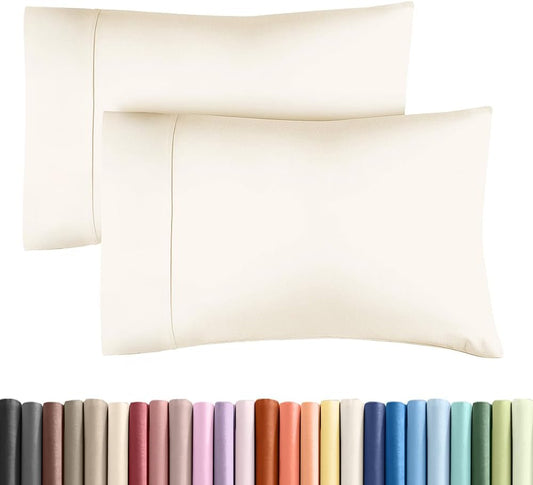 Queen Pillow Cases - 2 Pack - Super Soft Pillowcase Covers - Envelope Enclosure - Hotel Quality Pillow Protectors - Wrinkle Free, Shrink & Stain Resistant - Machine Washable - 20" x 30" (Off White)
